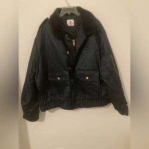 Men's Blue Bomber Jacket. Sz 3XL. Riverside. Made in USA. Fake Fur Collar.